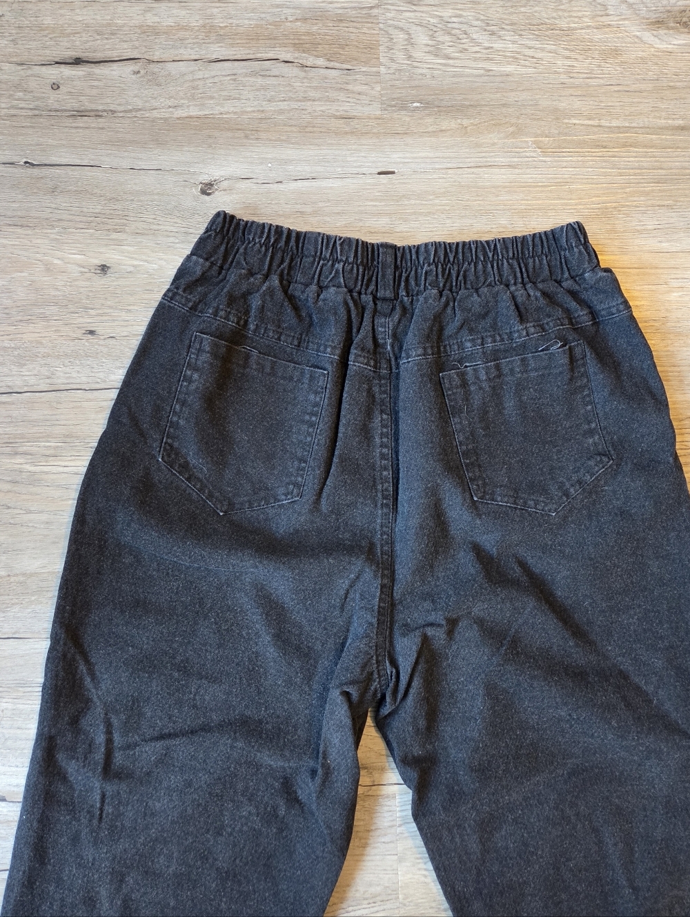 Vintage 90s black baggy barrel joggers denim jeans with stretch elastic waist - Picture 6 of 7